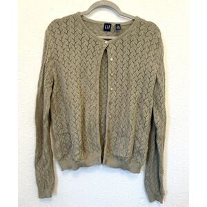 Vintage Gap Green Cardigan Y2K Knit Cottage Sweater Cotton XL Fairy